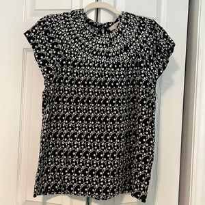 Ann Taylor Loft black short petal sleeve blouse.